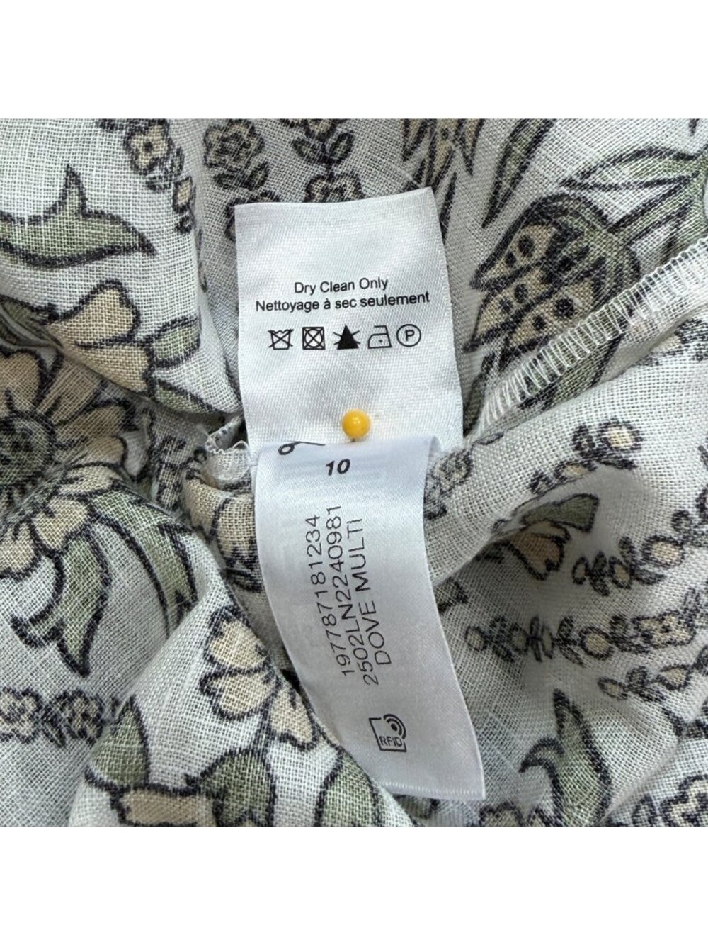 Veronica Beard Women Size 10 Ailani Floral Linen Top Button-Up Long Sleeve - Picture 8 of 8